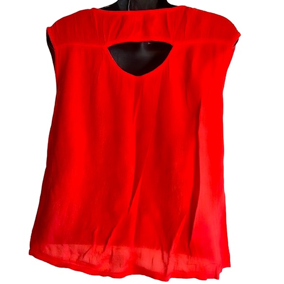 American Eagle Outfitters Top Embroidered Red Gauze Short Sleeve Summer Size XS - Picture 2 of 15